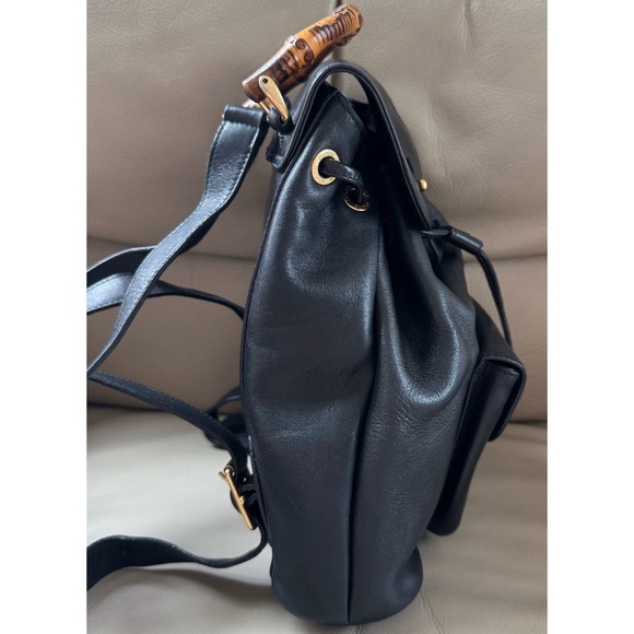 Authenticated Vintage Gucci Leather Bamboo Flap Drawstring Mini Backpack, COA - Picture 5 of 15